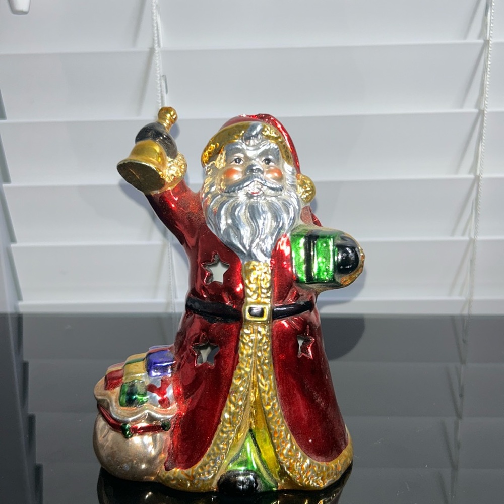 Vintage Ceramic Hand Painted Metallic Santa